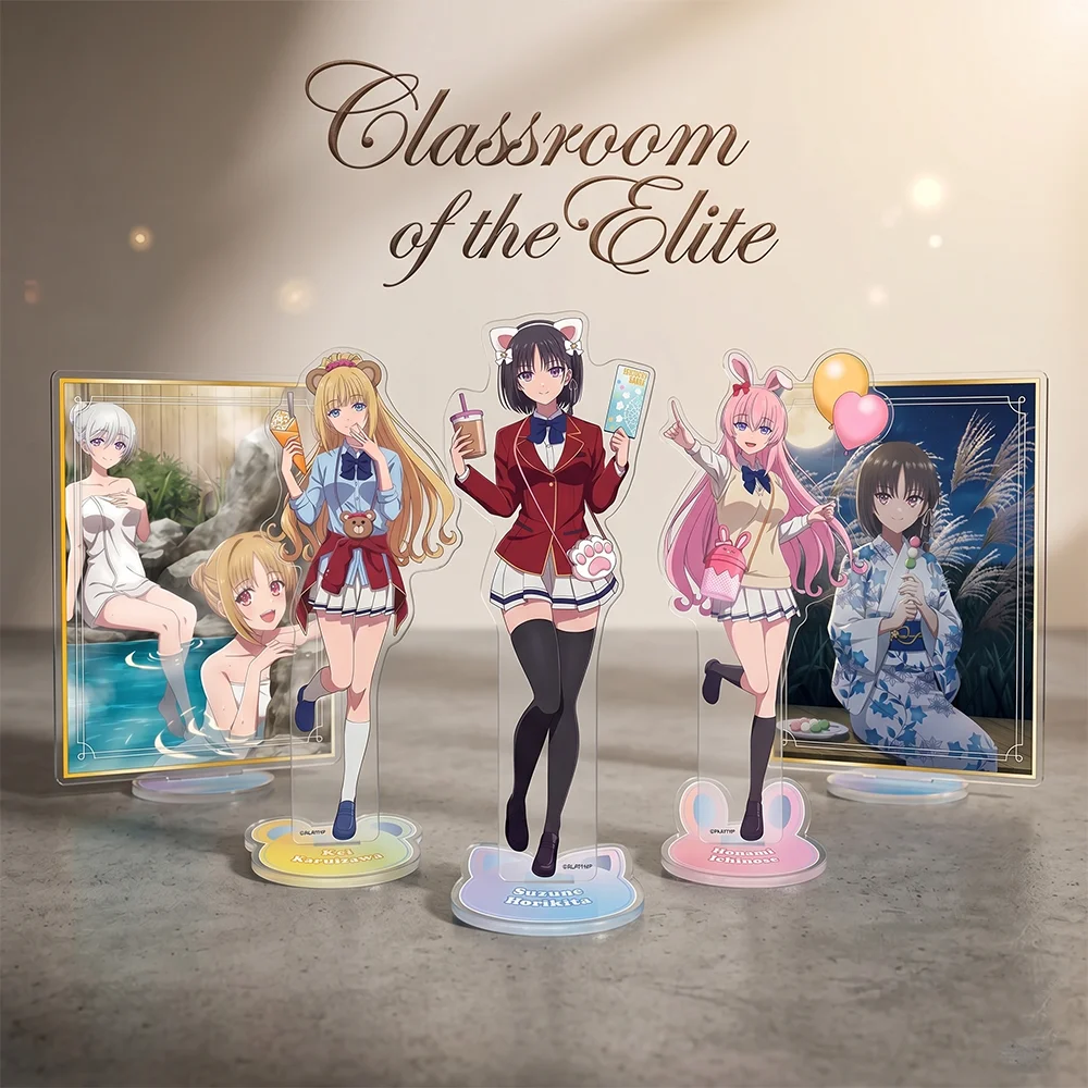 Classroom of the Elite Theme Park Ver. 15CM Soporte Acrílico de Doble Cara para Llavero 2026 Nuevo Soporte de Anime Kiyotaka Suzune Decoración de Escritorio