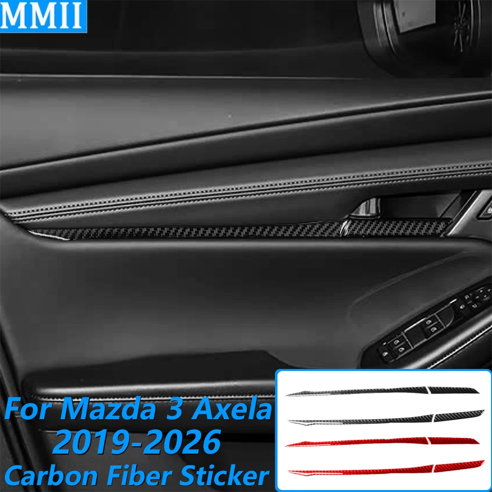 

For Mazda 3 Axela 2019-2026 Carbon Fiber Inner Door Handle Switch Panel Trim Strips Car Accessories Interior Decoration Sticker