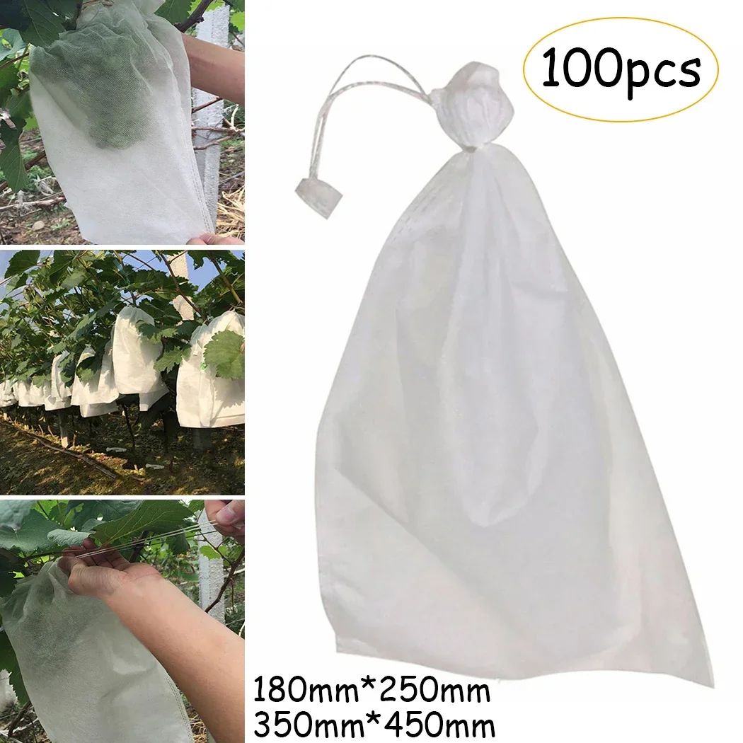 100Pcs Garden Plant Protecting Bag Fruit Vegetables Antifreeze Warm Cover Protect Mesh Bag Against Insect Bird Pest Home