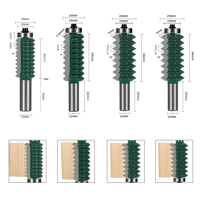 YUSUN 12MM Multi-รูปร่างฟัน Bit Router บิตเครื่องตัดไม้สำหรับไม้ Bit Face Mill End mill