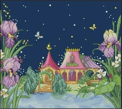 

Fragrant Iris House Cross stich Kits Homfun Craft Cross Stich Painting Decorations For Home