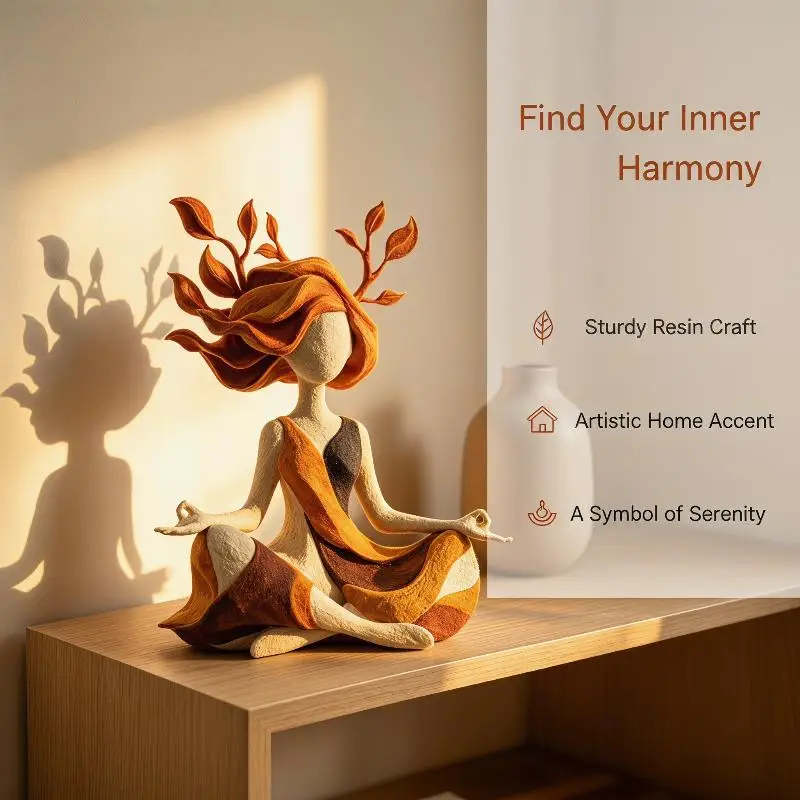Statue de Méditation en Résine « Sérénité et Croissance » – Sculpture Abstraite Esthétique pour la Pleine Conscience et le Yoga – Décoration Intérieure pour Chambre à Coucher, Symbole de Paix Intérieure