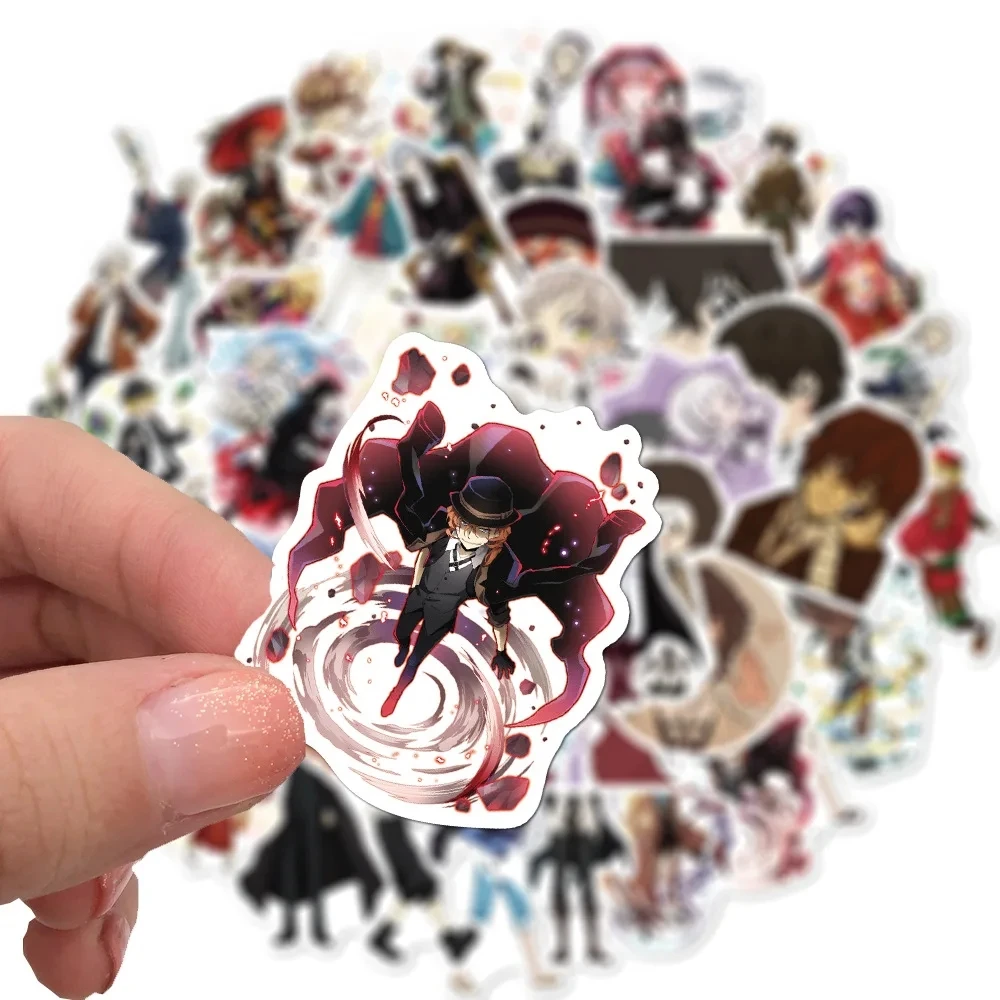 50pcs Bungo Stray Dogs Sticker Pack Waterproof Anime Stickers Cute Laptop Skin Phone Case Handbook Kawaii Packaging