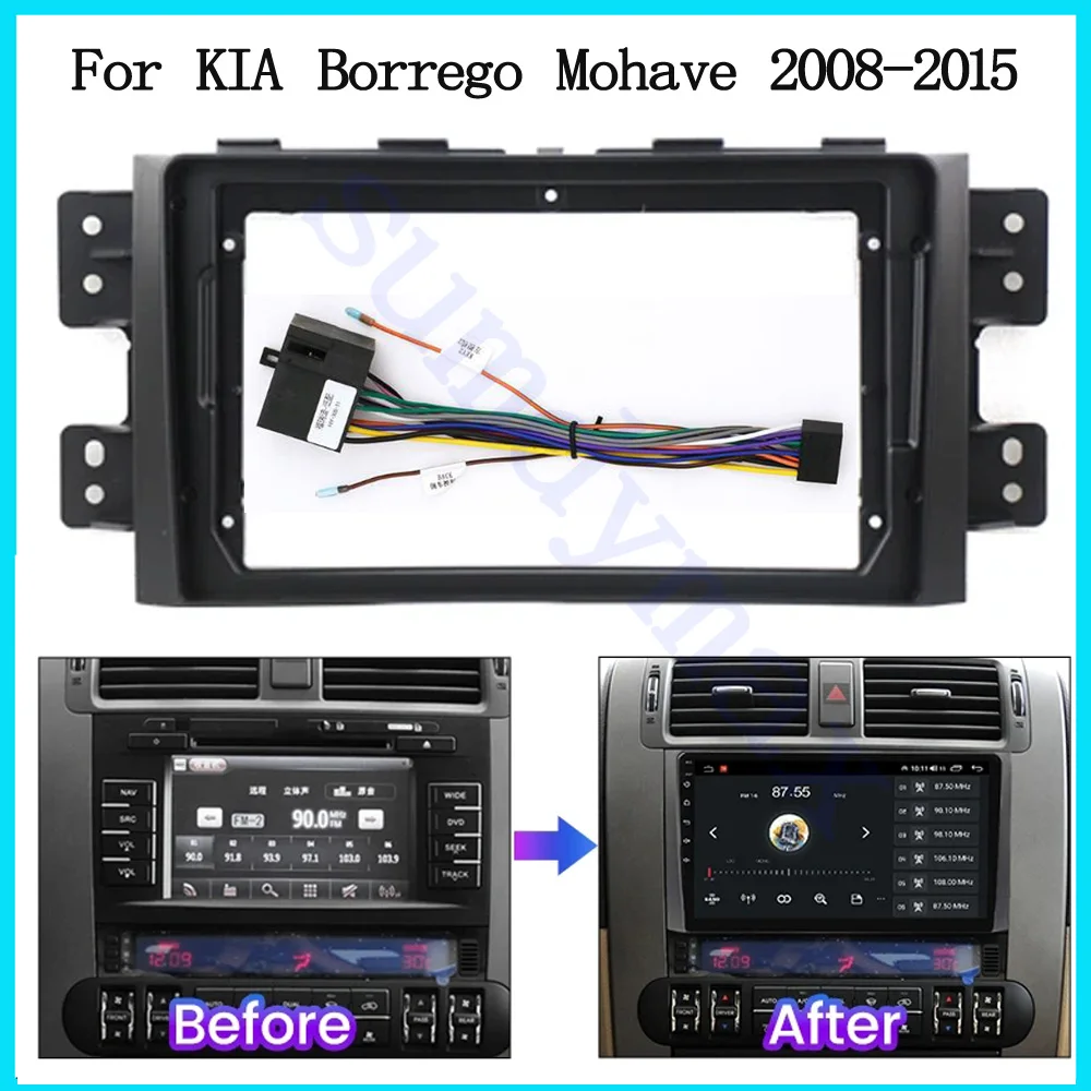 9 Inch car Radio Fascia Frame Adapter CD Panel Dash Trim Bezel Frame for KIA Borrego Mohave 2008-2015 car panel Dash Mount Kit