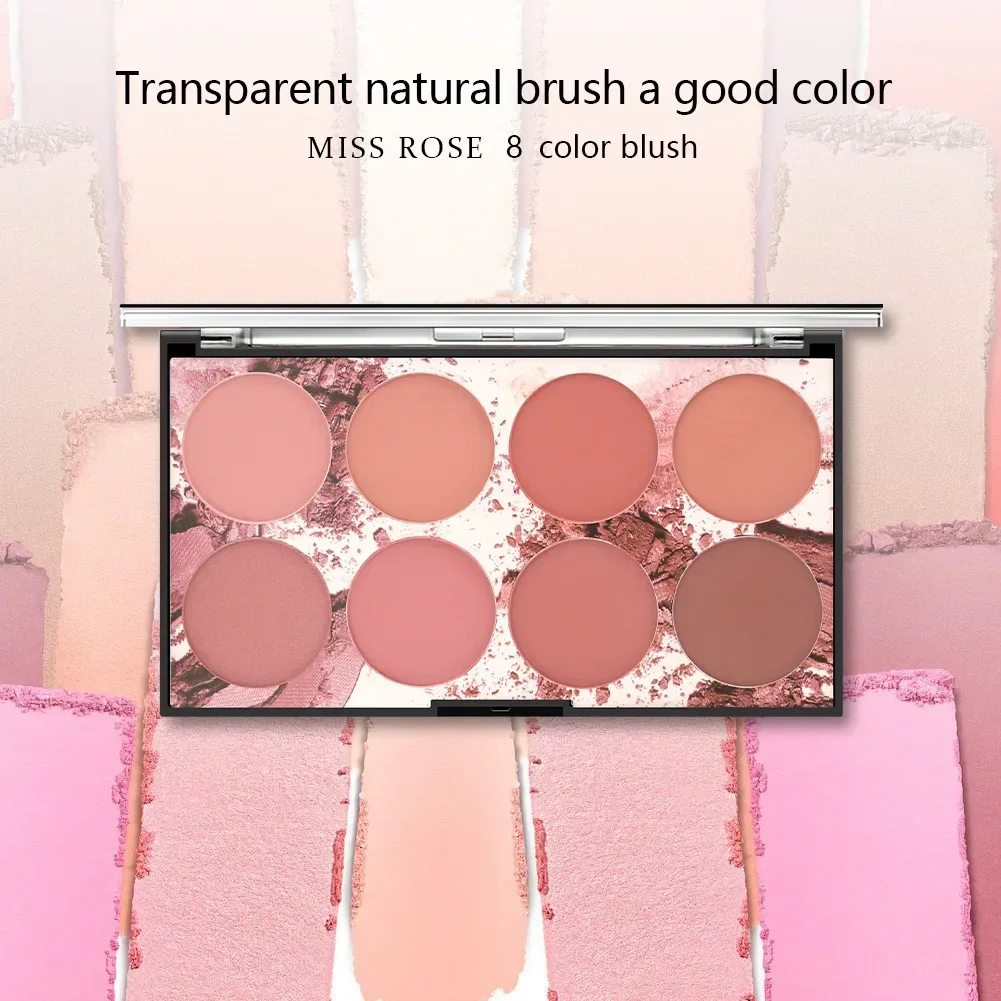 High Quality MISS ROSE 8 Color Natural Finish Face Blush Palette Makeup Sheer Coverage Blushe Highlight Contour Blusher Pallete