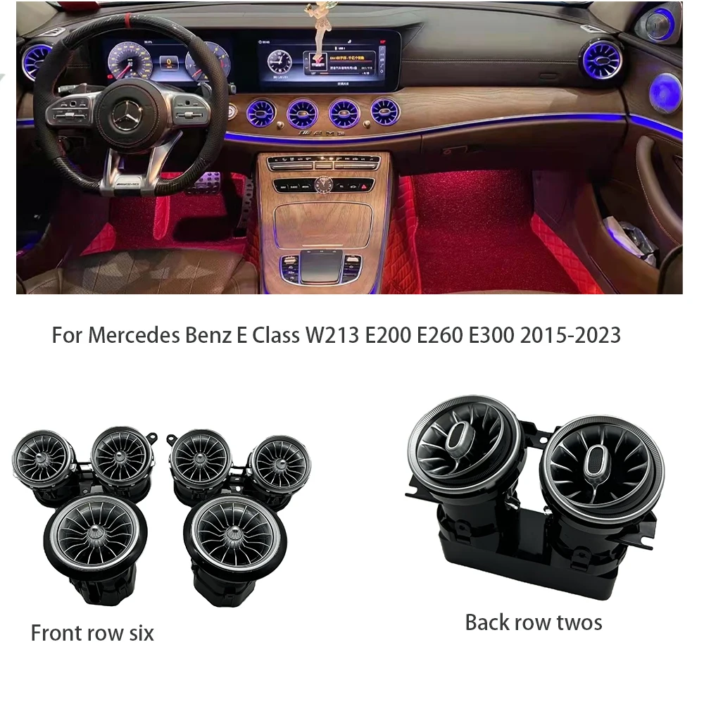 Auto Interior Atmosphere Turbos Air Vent Outlet With Ambient Light For Mercedes Benz E-class W213  2015-2023 64 Colors