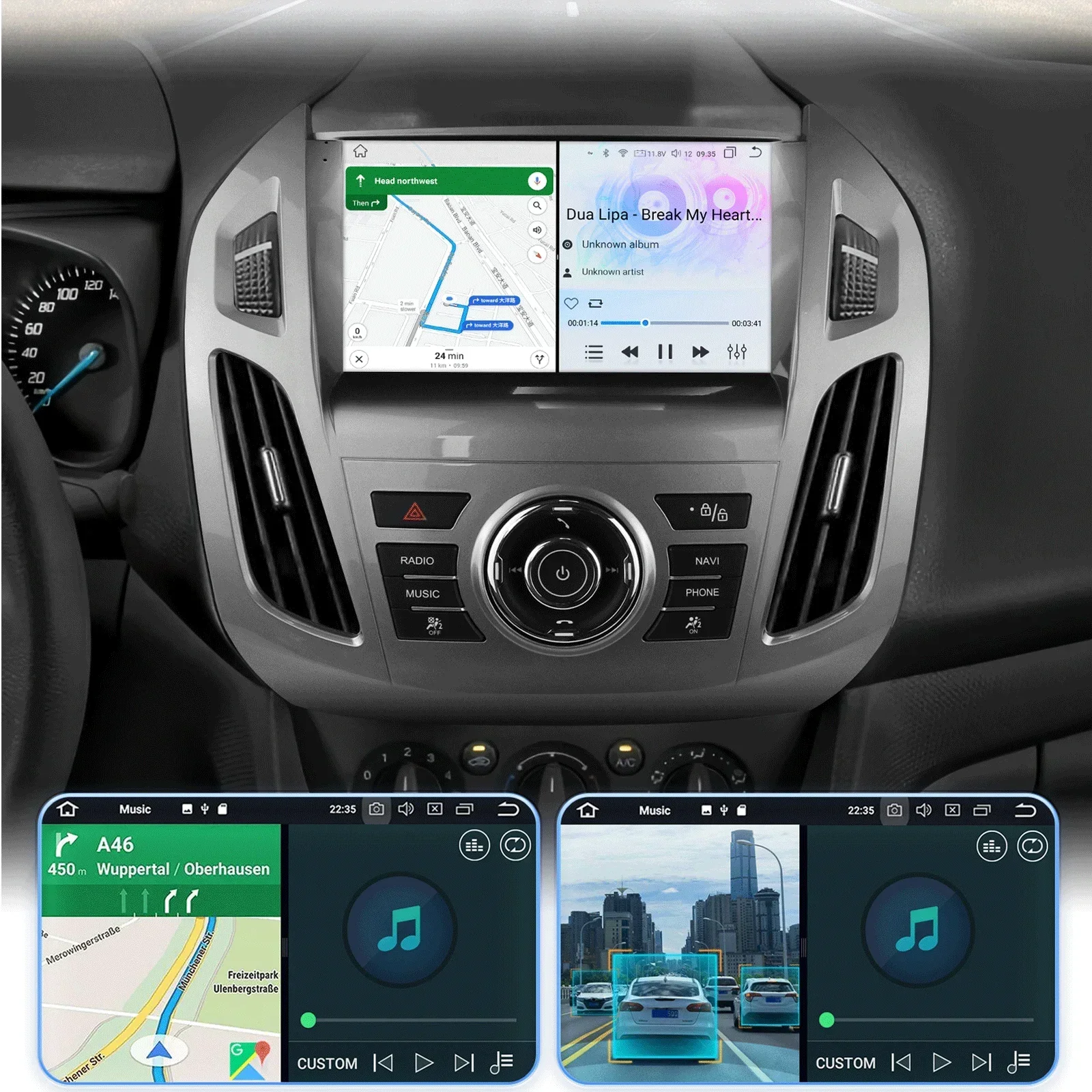 Carplay 4G 2 Din Android 14 راديو السيارة لسيارة Ford Transit Connect 2013 - 2018 Ford Tourneo Connect مشغل فيديو الوسائط المتعددة GPS DSP