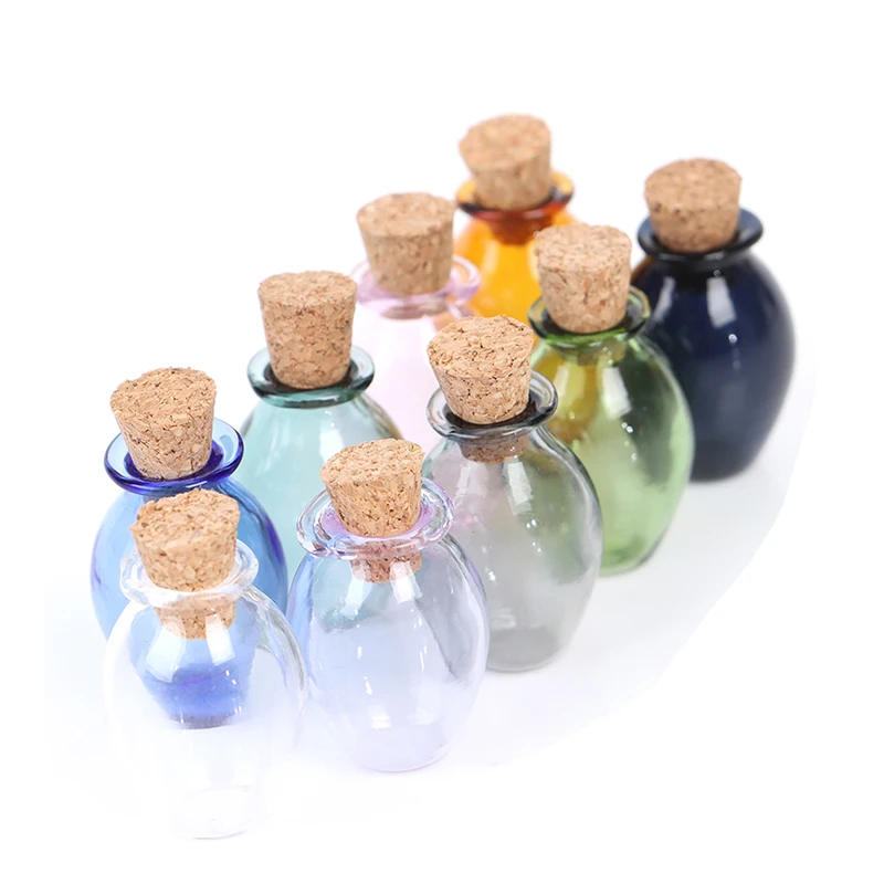 2PCS 1:12 Dollhouse Miniature Glass Color Bottles Cork Bottles Tiny Jar Model