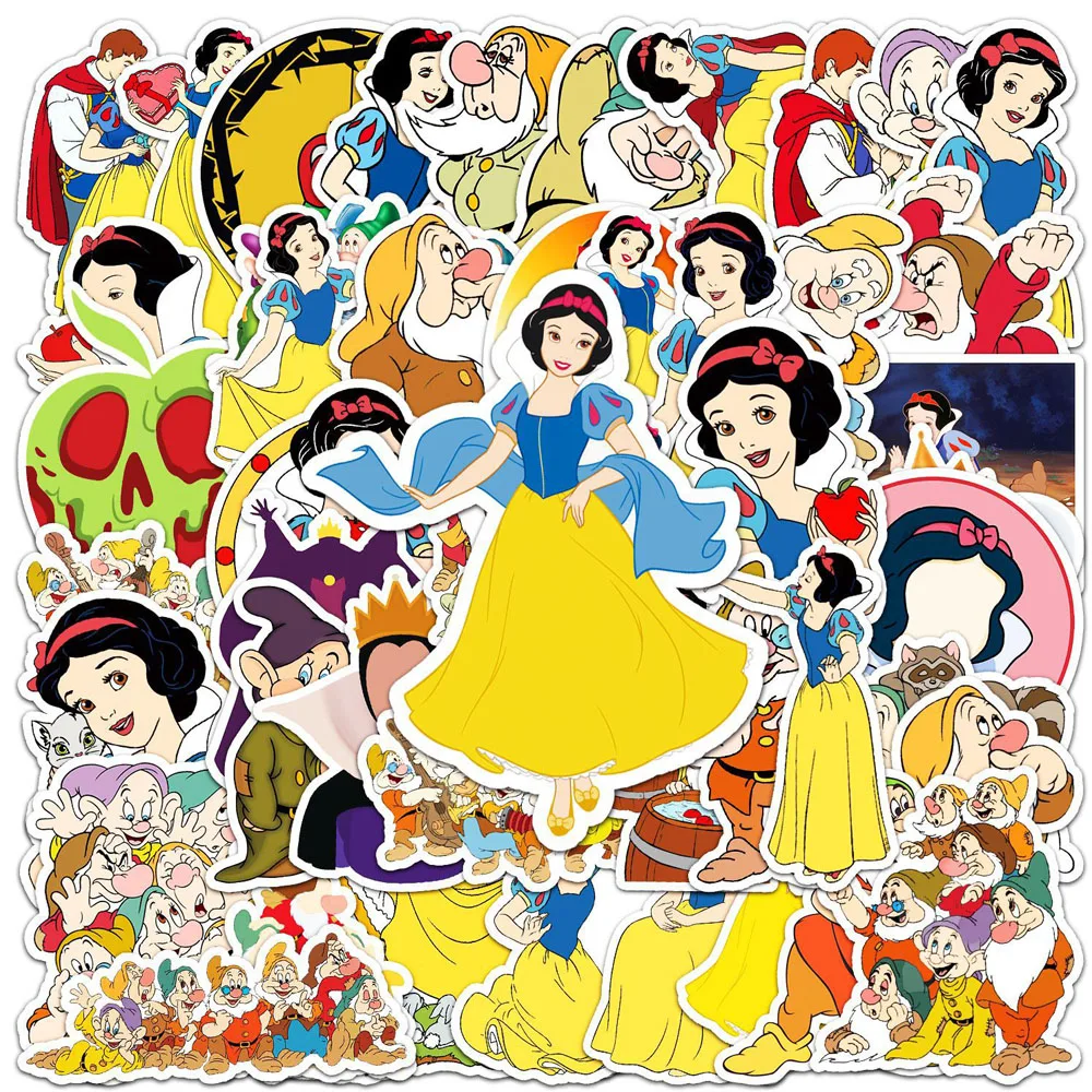 

10/30/50pcs Disney Cartoon Snow White and the Seven Dwarfs Stickers Laptop Scrapbook Phone Guitar Graffiti Sticker Decal Kid Toy