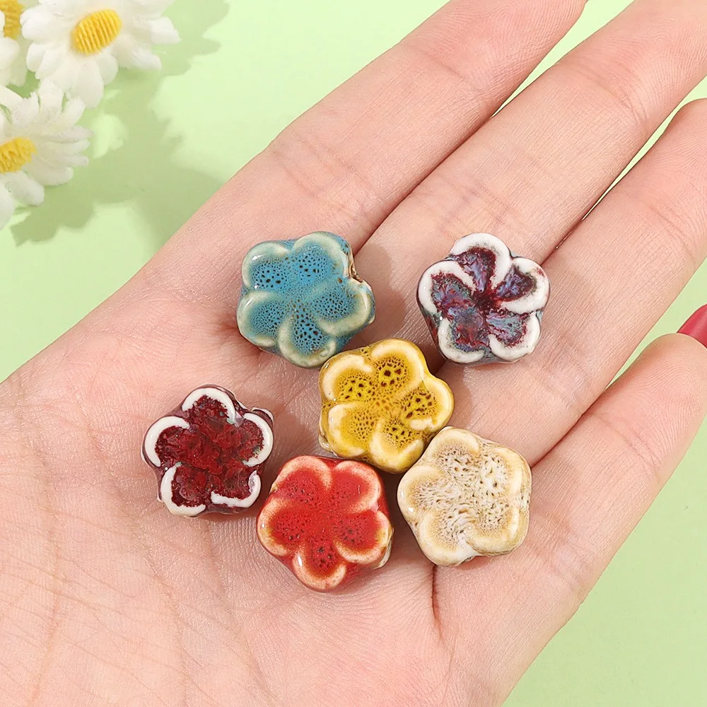 5/11/23pcs Ceramic Flower Decorative Beads, DIY Bracelets, Necklace Jewelry Accessories, Valentine's Day, Thanksgiving Gifts
