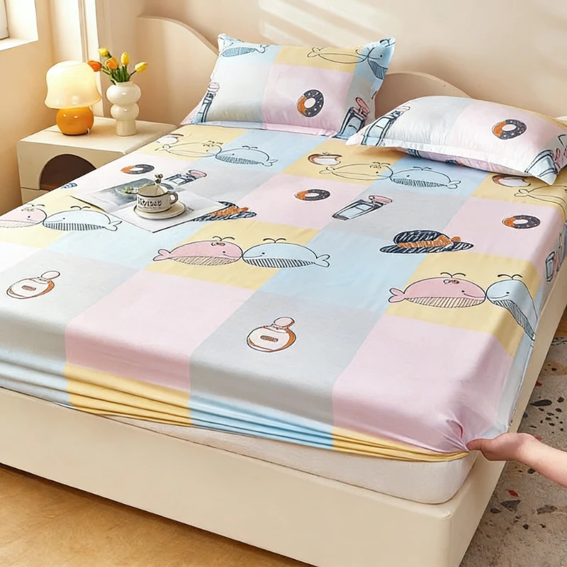 Removable Fitted Sheet Mattress Cover Bed Protector Minimalist Dust-Proof Skin-Friendly Breathable Ultra-Thin Fit All Mattresses