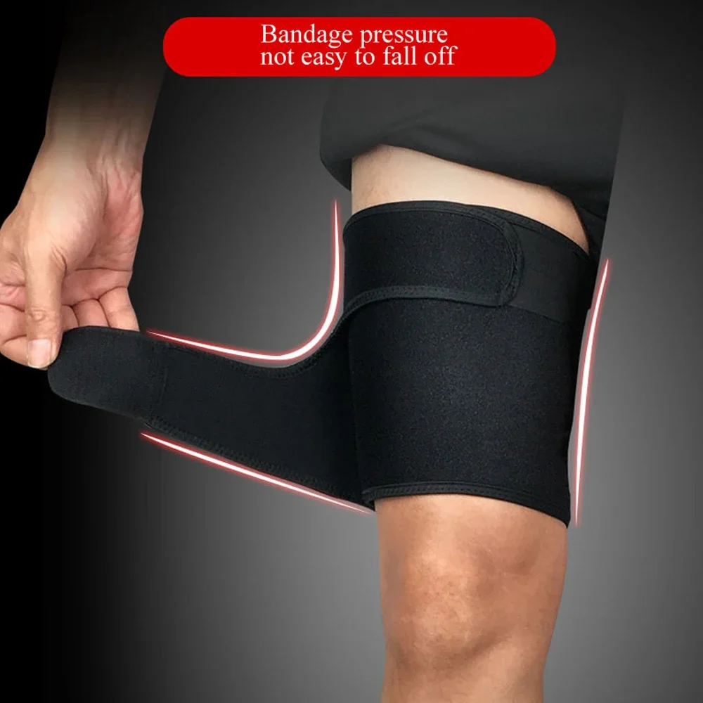 1Pcs Thigh Brace - Hamstring Quad Wrap - Adjustable Compression Sleeve Support for Pulled Groin Muscle, Sprains, Quadricep