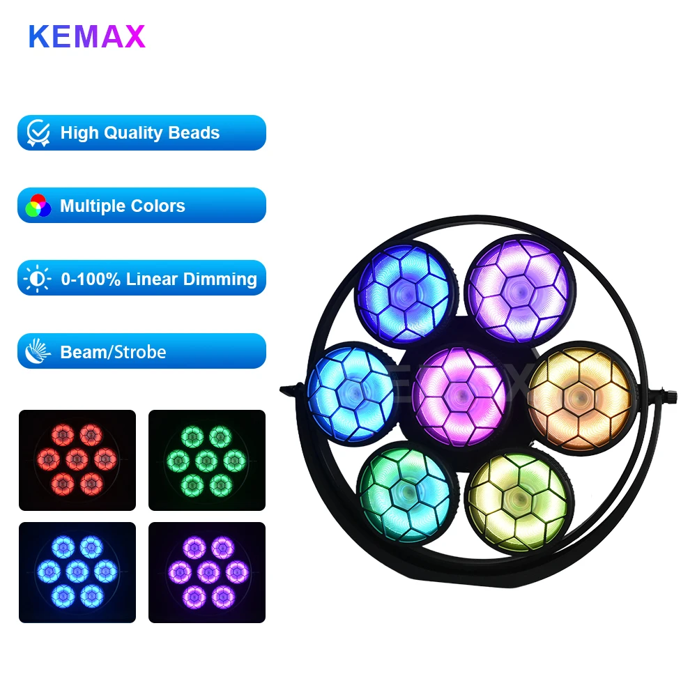 الرجعية ضوء المرحلة 7X50 واط RGBW DMX512 الصوت المنشط LED COB بليندر ديسكو DJ معدات المرحلة الطرف لحفل الزفاف ملهى ليلي #1