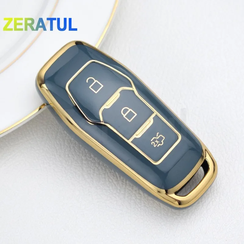 Funda de TPU para mando a distancia de coche, llavero con soporte para Ford Focus 3 4 ST Mondeo 5 MK5 Mustang F-150 Explorer Edge Fiesta Kuga MK3 4