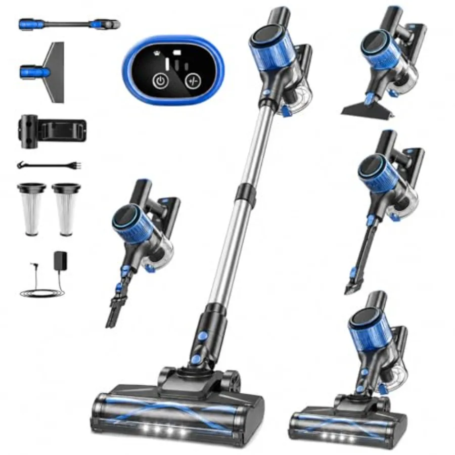 Cordless Vacuum Cleaner for Home Use, ABS Plastic Body, Black Color, 8-in-1 Versatile Design with 3 Suction Modes and 45-Min De