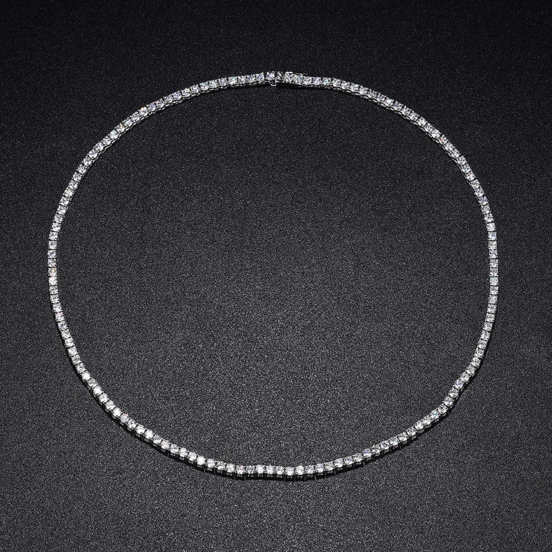 

Viora Jewelry Luxury Solid Platinum PT950 Women's 2.5mm Moissanite Diamond Necklace Full Diamond Light Luxury Clavicle Chain