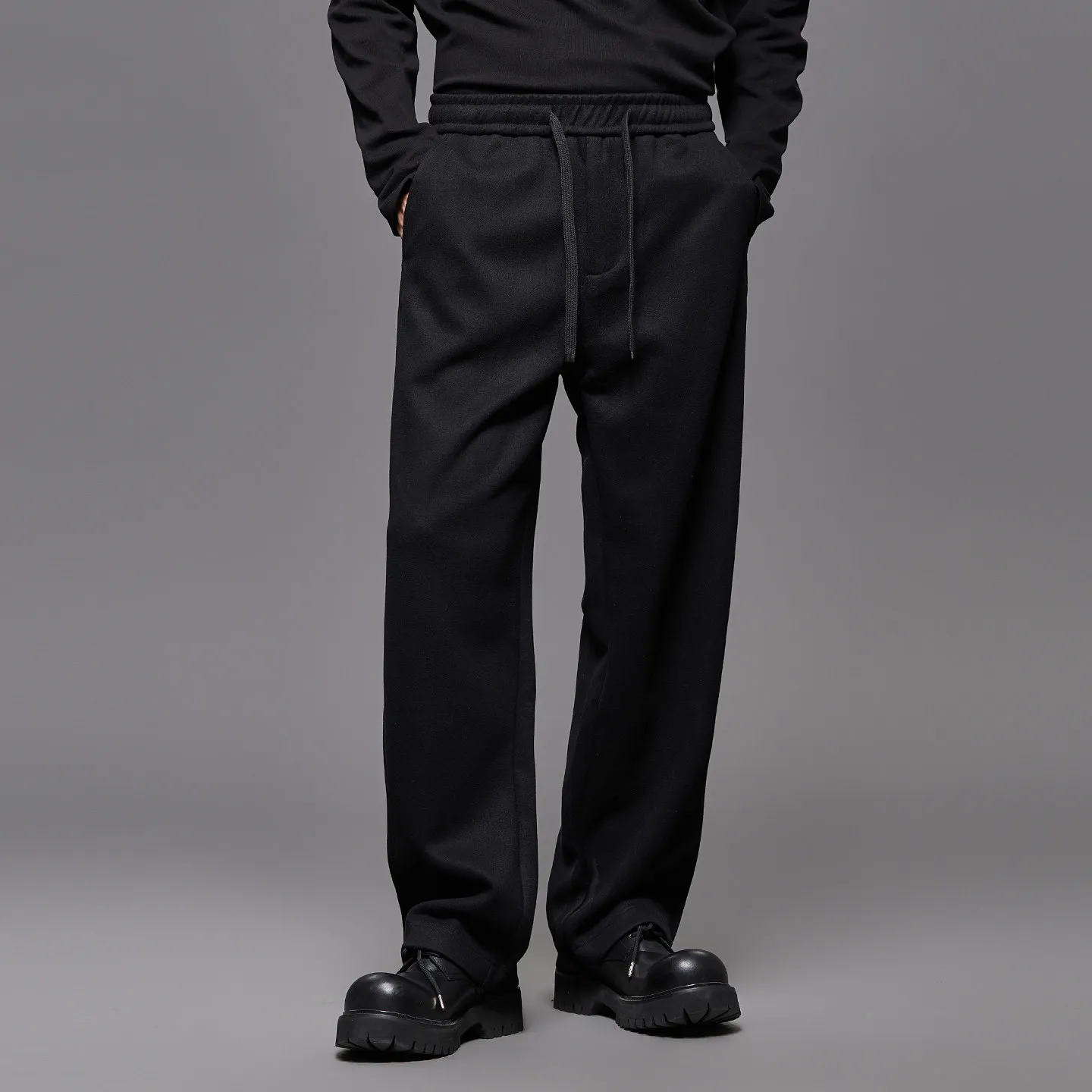 Autumn and Winter Thick Wool Blended Minimalist Style Simple Fashion Old Money Style Men's Hong Style Woolen Straight Trousers