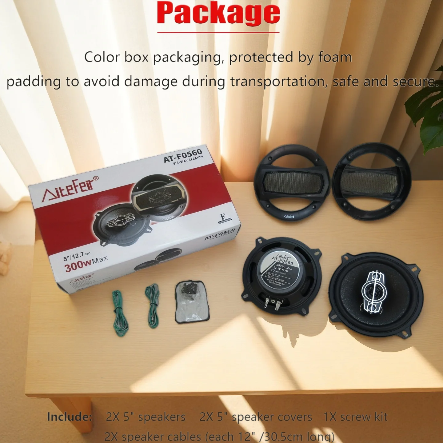 2x300W 5 Inch Total 600W 4-Way HiFi Coaxial Speaker With Dust Cover And Audio Cable Car Door Auto Audio Music Stereo Full Range