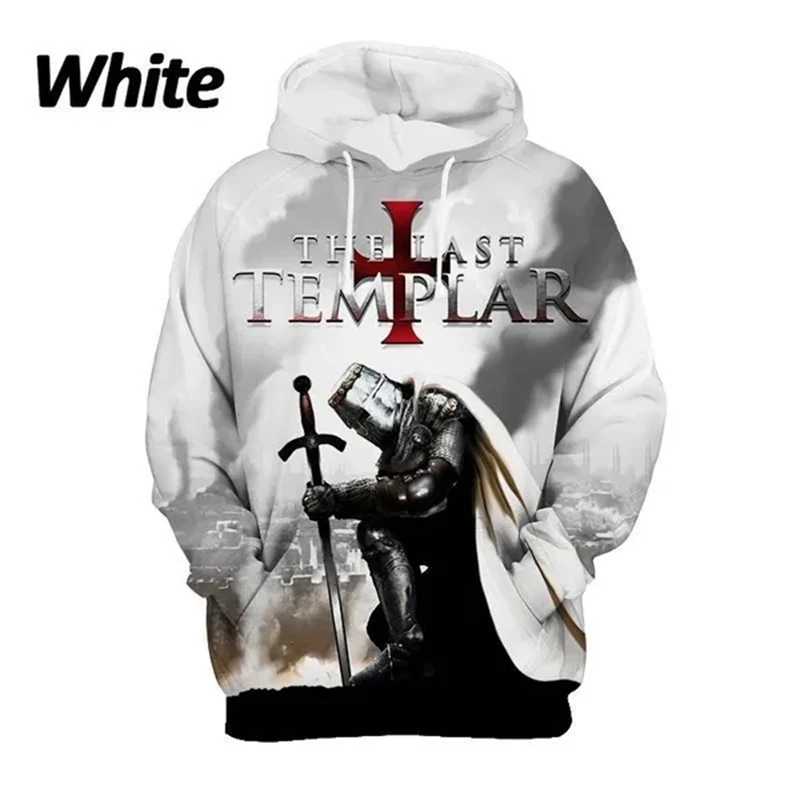 New Men Fashion Knights Templar Hoodie Cool 3d Printed Long Sleeve Street Sweatshirt Tops Casual Men Clothing Hooded Sweatshirts