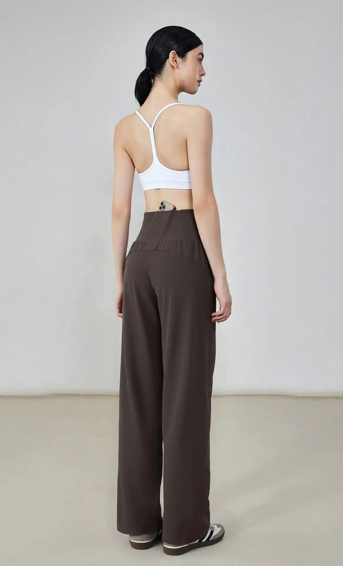 Nude-sensing Lose Sportliche Weitbeinige Atmungsaktive Lässige Hochgeschnittene Sportleggings, Fließende Gerade Hose für Damen – Detail 5