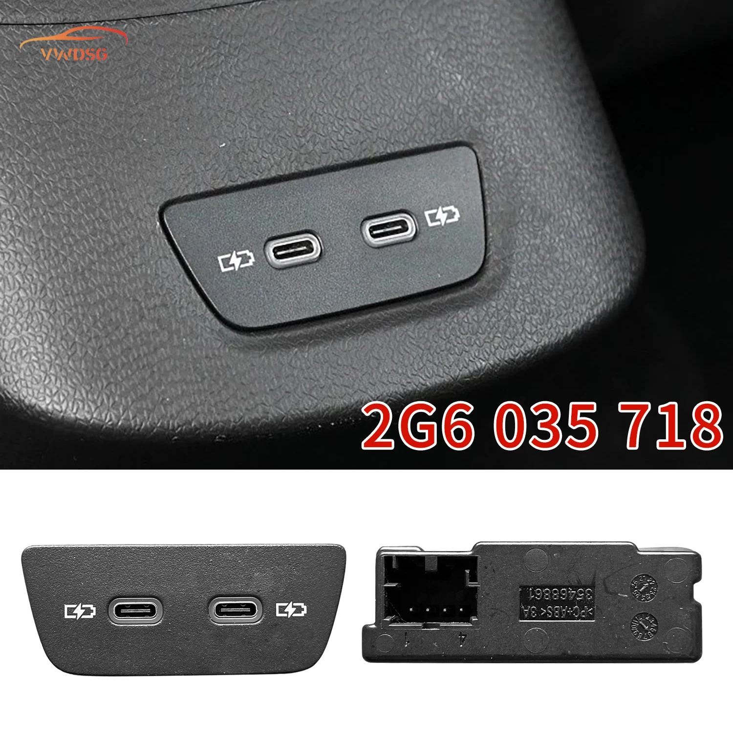 

Automobiles And Spare Parts Double USB charging port MQB EVO For Golf mk8 ID3 T-Cross T ROC ID3 2G6035718 2G6 035 718 TYPE-C