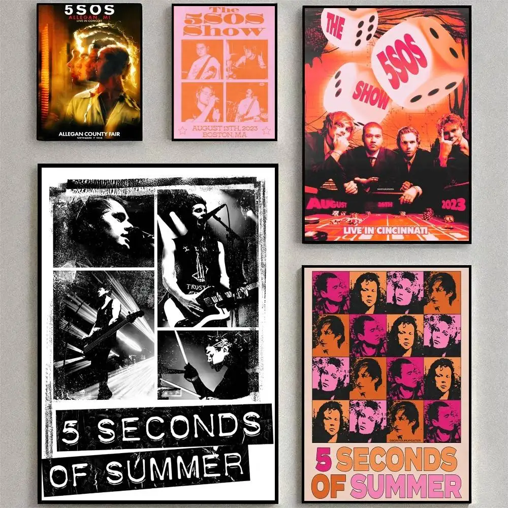 1pc Band 5 S-Seconds Of S-Summer 5SOS Poster High Quality Print Waterproof Wall Art Sticker For Bar Living Room Decor Gift