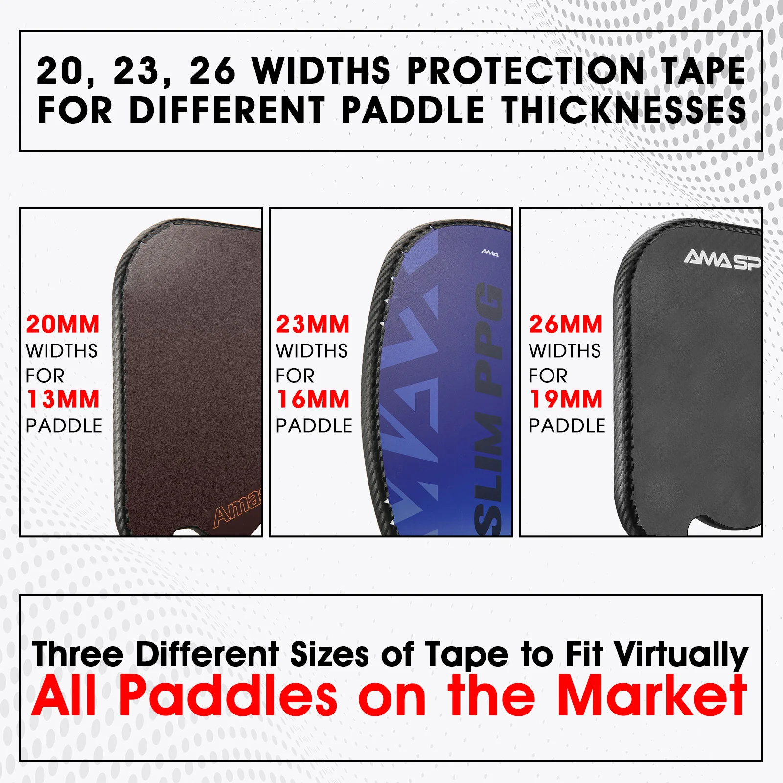 AMASPORTS Thickened Pickleball Paddle Protection Tape Paddle Edge Guard Head 3K Textured Tape Protector Pickle ball Accessories