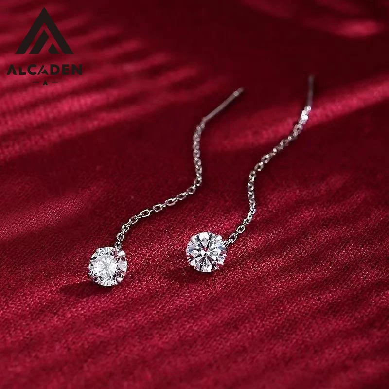 Shiny 5A Zircon S925 Silver Long Threader Earrings For Women Elegant Tassel Drop Ear Line Daily Party Jewelry