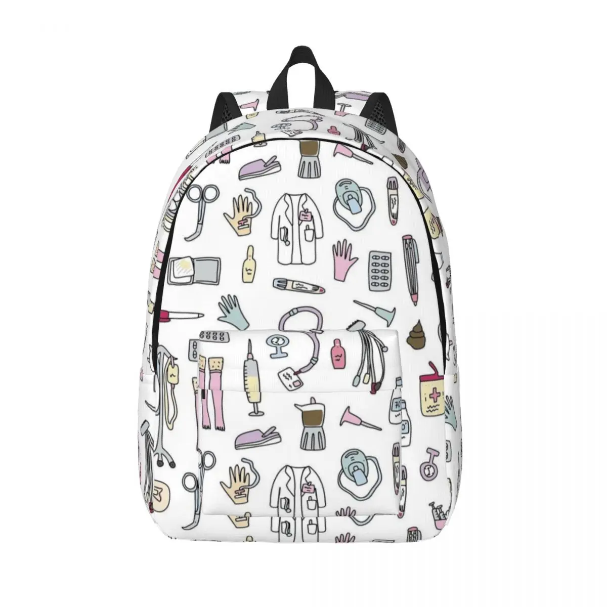

Custom Cartoon Nurse Enfermera En Apuros Canvas Backpacks for Men Women School College Student Bookbag Fits 15 Inch Laptop Bags