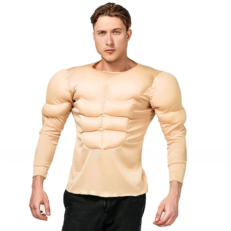 

Adult Halloween Muscle T-Shirt Funny Party Role Play Abs Stage Performance Costume Men's Fashion Polyester Spring Collection