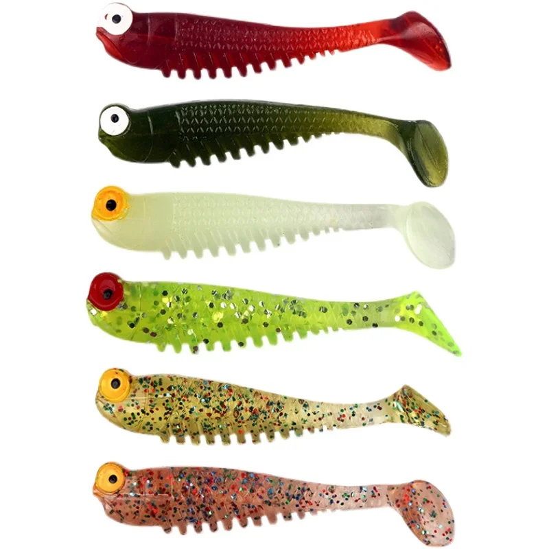 10pcs/Lot 5cm 1.3g Fish Silicone Worm Soft Lures Fake Bait Sea Fishing Swimbait Surface Artificial Spinnerbait