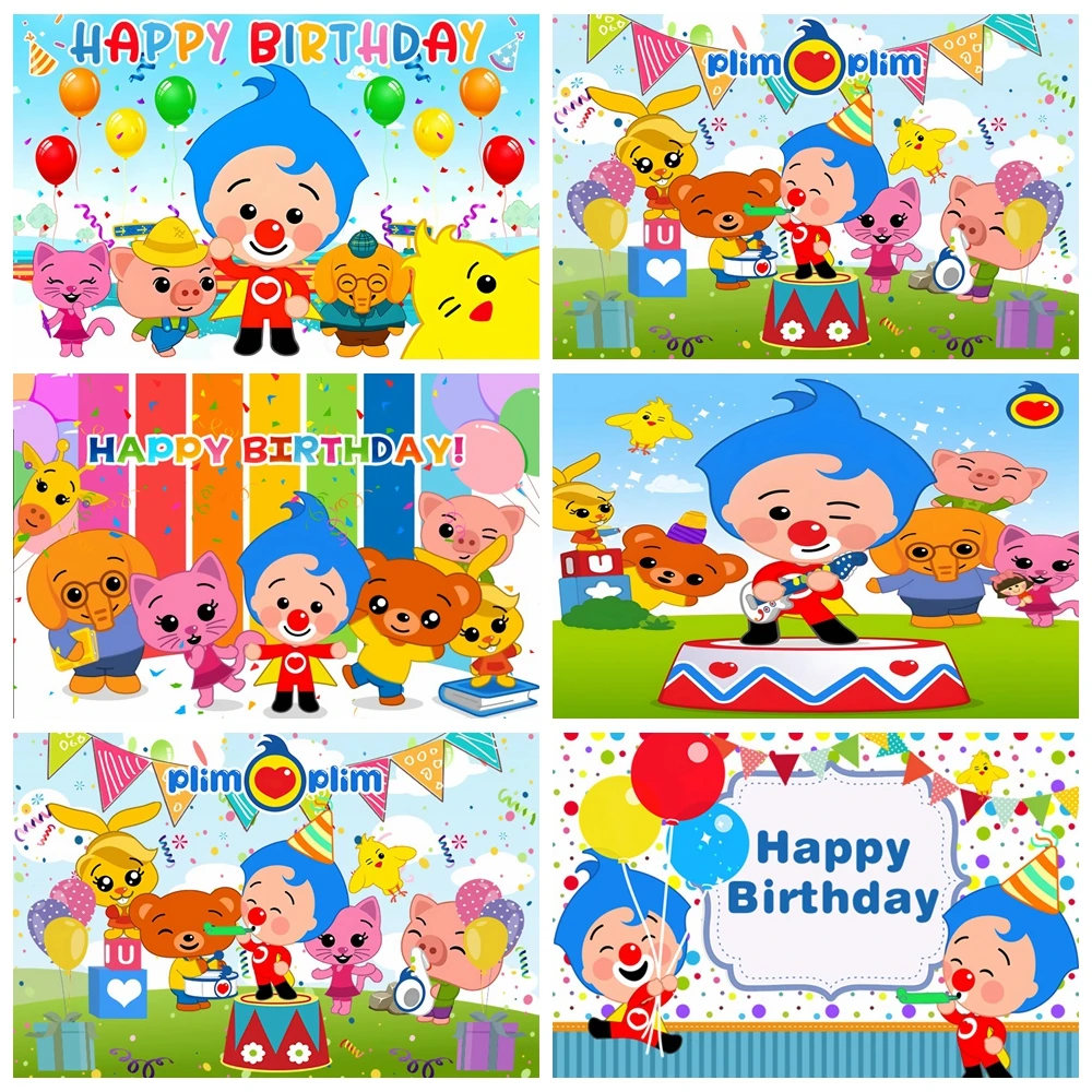 

Plim Backdrop Kids 1st Birthday Party Photography Cartoon Pig Photo Background Rainbow Vinyl Table Banner Decoration