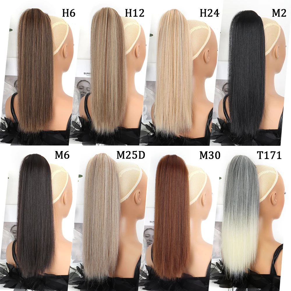 Synthetic Claw Clip Ponytail Wig 16Inch High‑Temperature Fiber Straight Pony Tail Extension Clip‑on Hairpiece for Women Daily