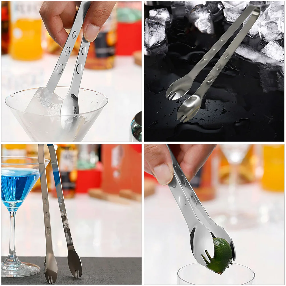 

2Pcs Stainless Steel Ice Tongs Heat Resistant Rust Proof Cocktail Whiskey Ice Tea Coffee Juice Kitchen Gadgets Food Serving