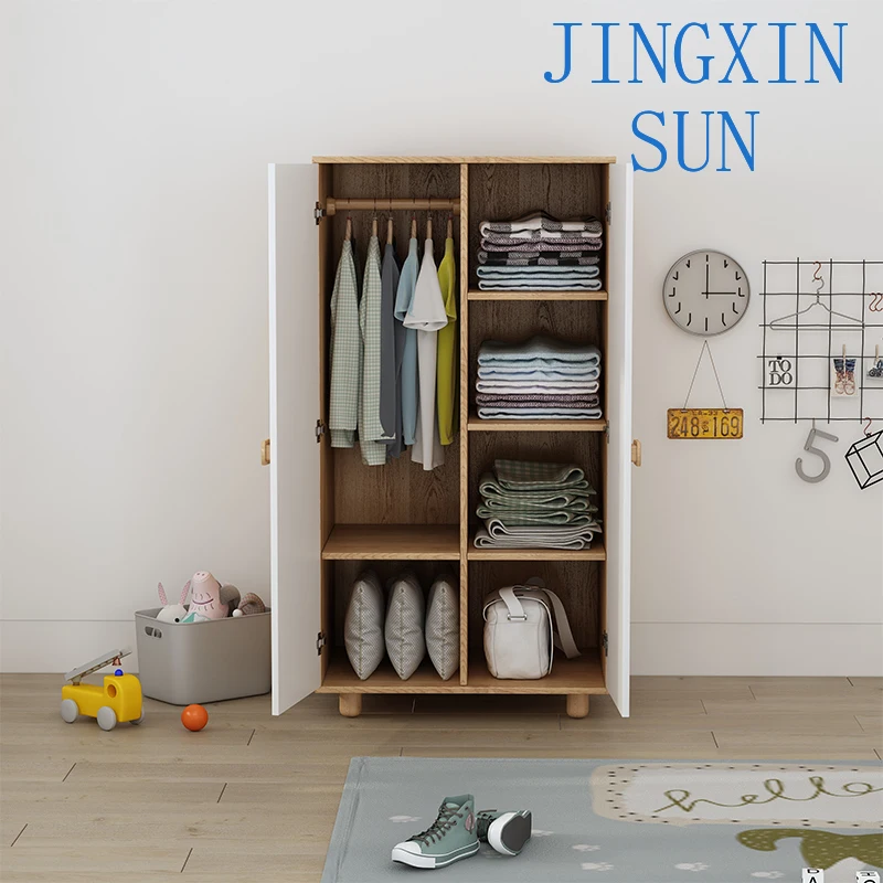 Small house: original wood color children's home wardrobe, bedroom, corner cabinet, locker