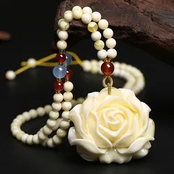 White Beeswax Rose Pendant Women's