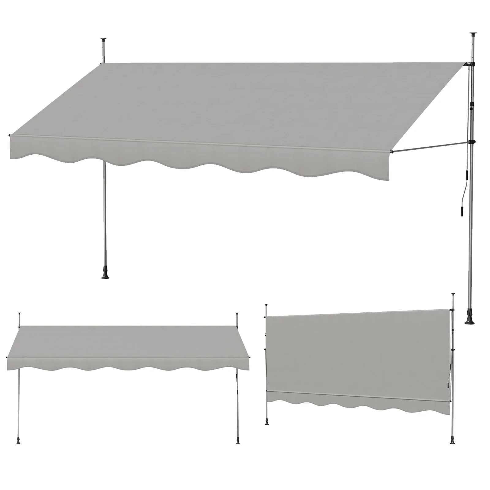 Toldo retráctil manual, efecto de sombreado ajustable, protección UV, adecuado para balcones, terrazas, cafeterías y restaurantes.
