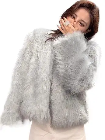 2025 ملابس نسائية موضة تقليد معطف فرو الراكون شتاء جديد 1115