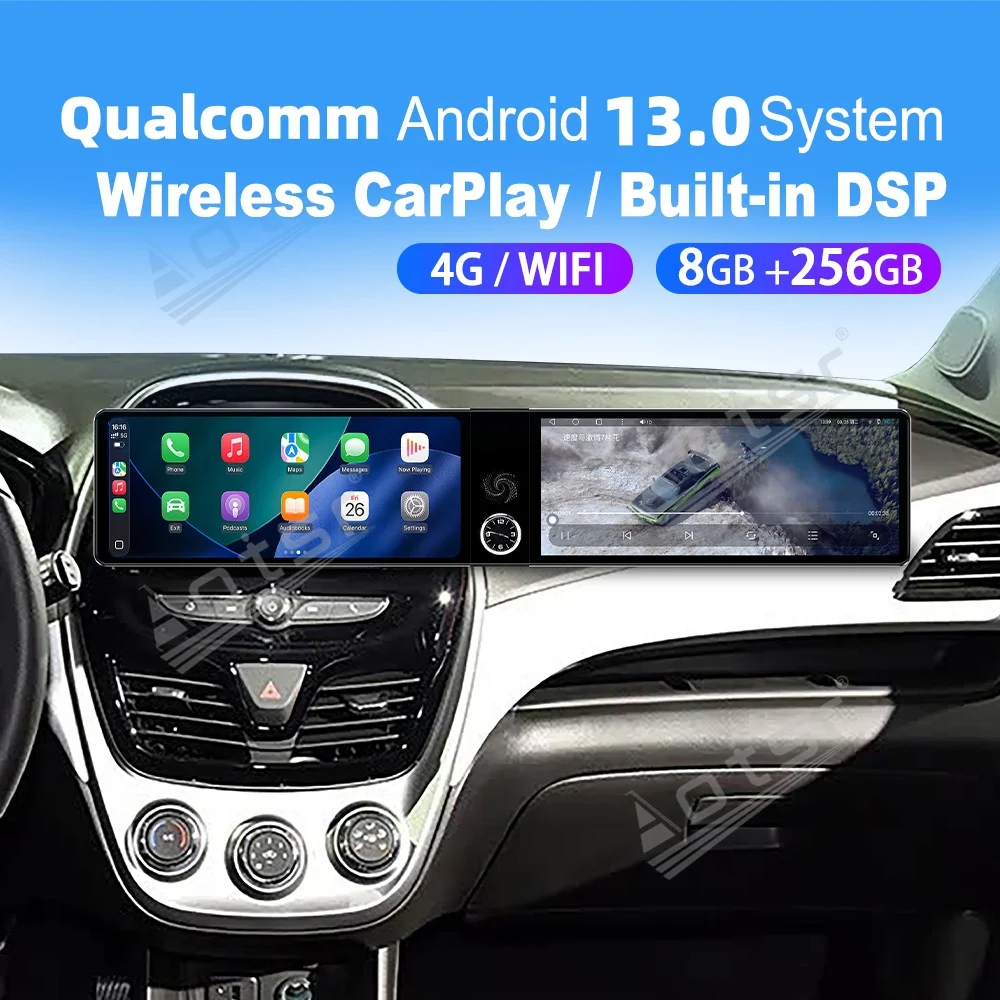 

12.3-дюймовый мультимедийный центр с двумя экранами, Qualcomm, CarPlay, Android для Chevrolet Spark 2010~2017, GPS-навигация, автомобильная магнитола, стереосистема