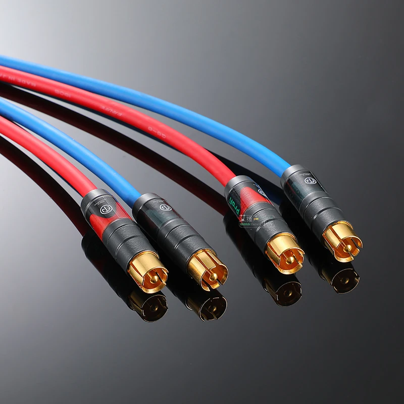 

RF2C K Gold RCA Lotus Plug Audio Blue Red 0.5-20m Cable Connector GS-6 Audiophile Coaxial Subwoofer Guitar Audio Cable Adapter