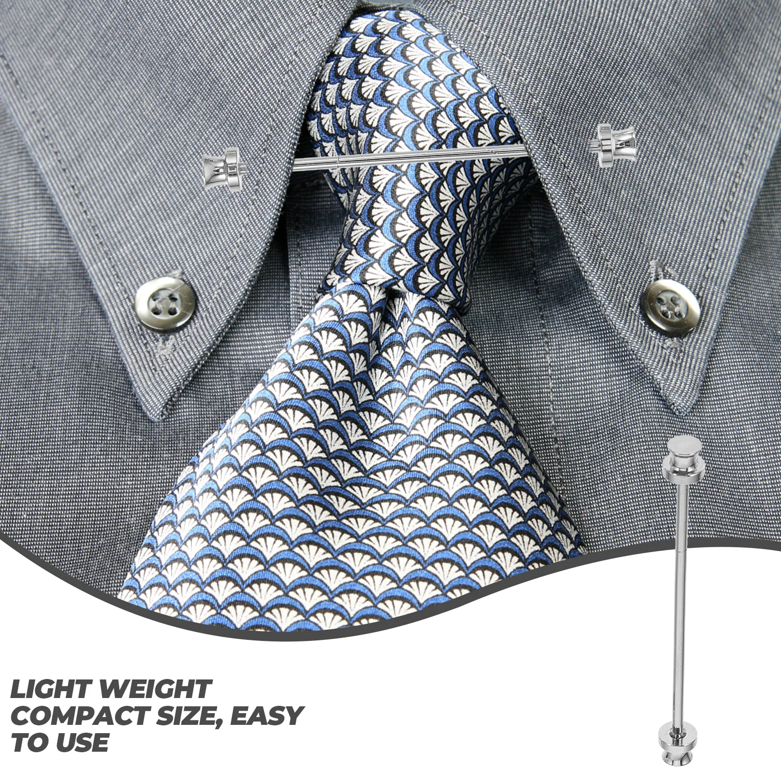 

2Pcs Mens Collar Bar Pins Alloy Material Easy Install Costume Parties Weddings Collar Bar Tie Pin Tie Pins for Men