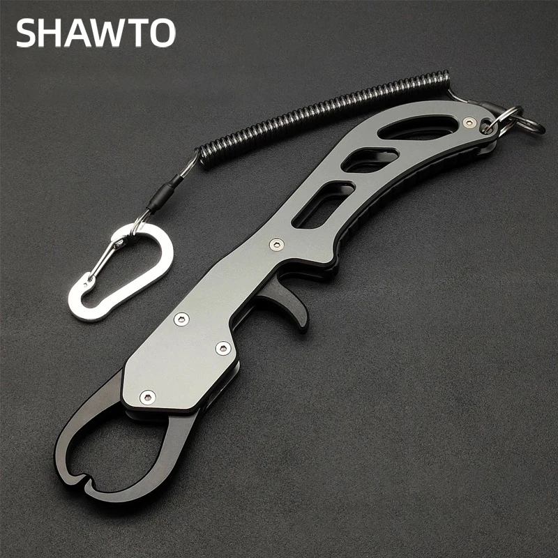 Shawto Fishing Tongs Hook Remover Aluminum Alloy Long Nose Fishing Tongs Braided Knife Forked Ring Tongs Portable Fishing Tool