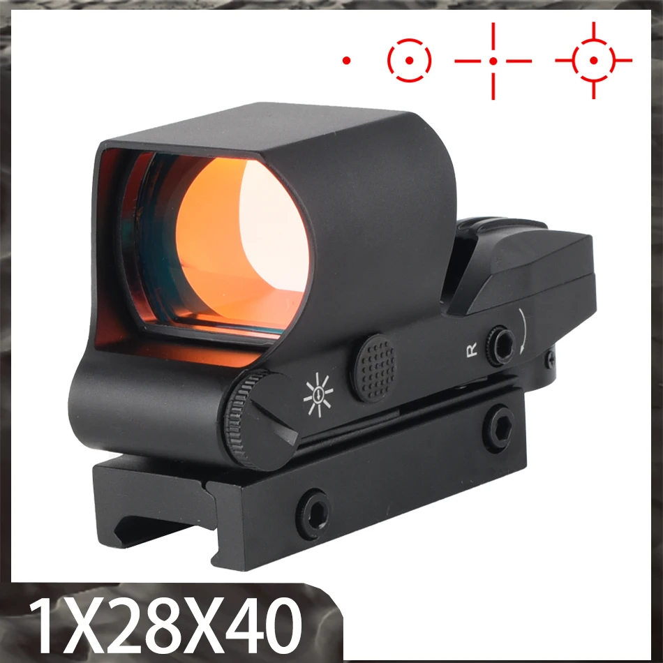 

1x28x40mm Red Dot Sight Reflex 4 Reticle Tactical Hunting Riflescope Optical Adjustable Outdoor Shooting Airsoft Sight Scope