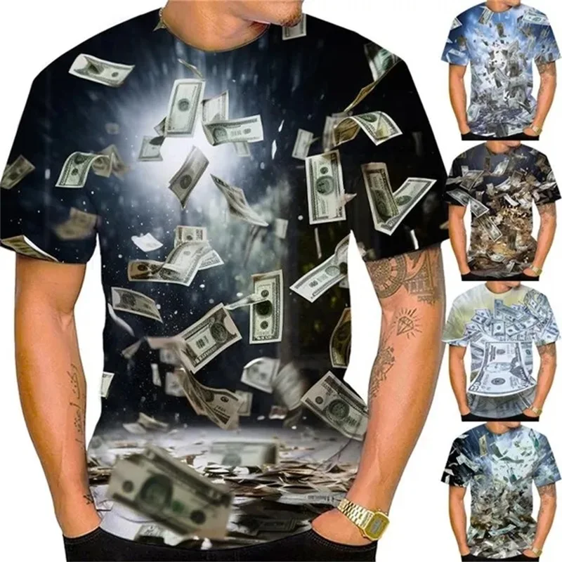 3d Printed Dollar Graphic Tshirts For Men Short Sleeve Casual Tee Top Streetwear Mens Round Neck Oversized Tshirt Camisetas Feas