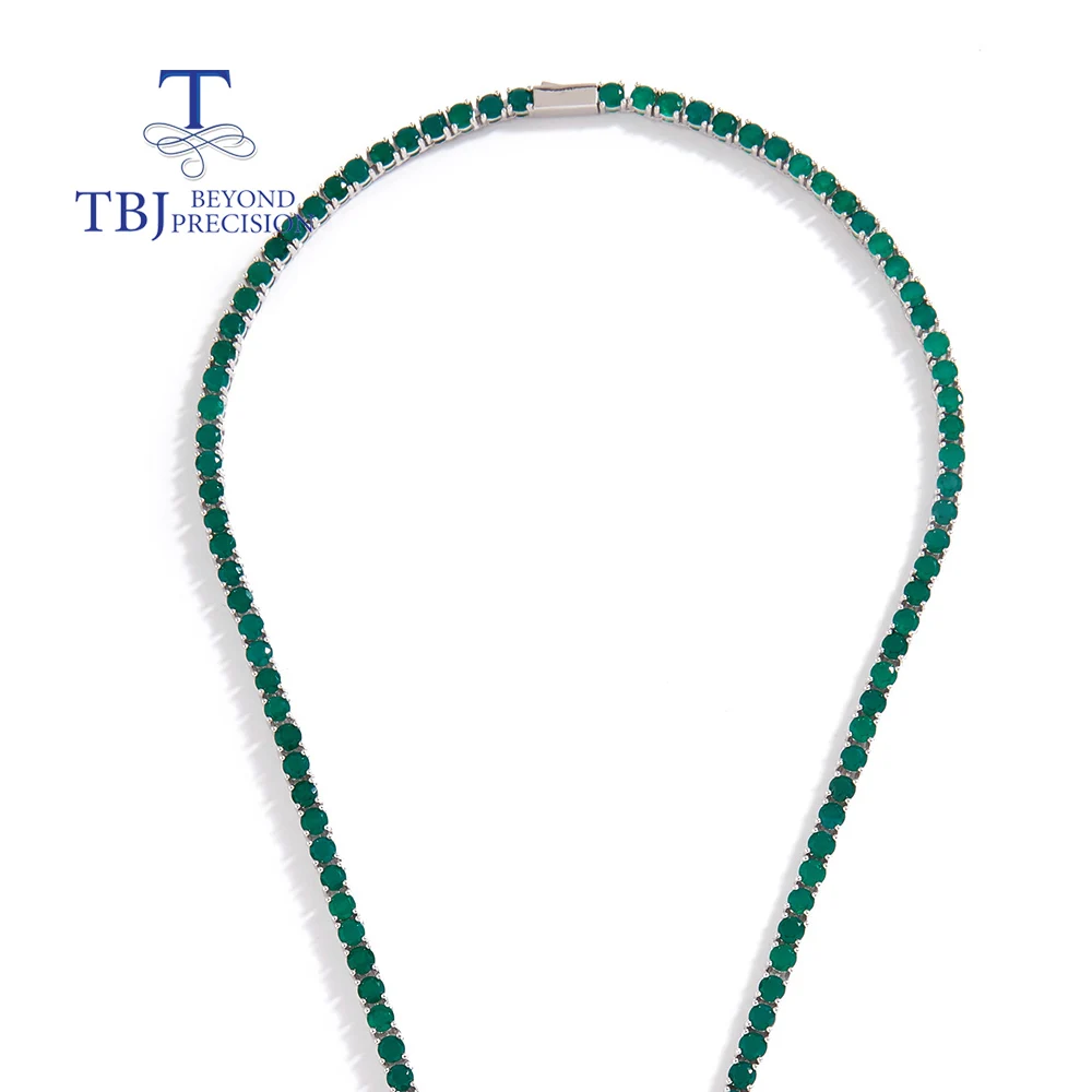 2026,New natural green agate necklace 50cm long round 4.0mm  gemstone  light luxury fashion ladies fine anniversary banquet wear