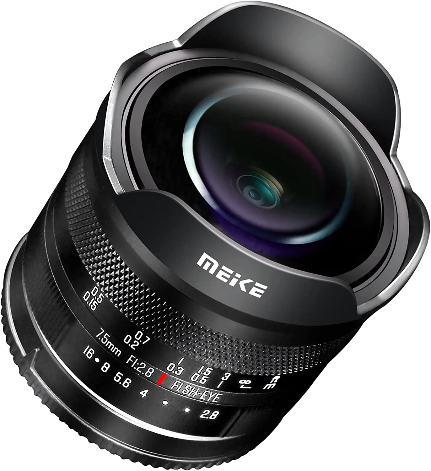 Meike 7.5mm f2.8 Ultra Wide Angle Aps-C Manual Focus Diagonal Fisheye Lens for Fuji M43/X/ Sony E/ Nikon Z/ Canon EFM Mount