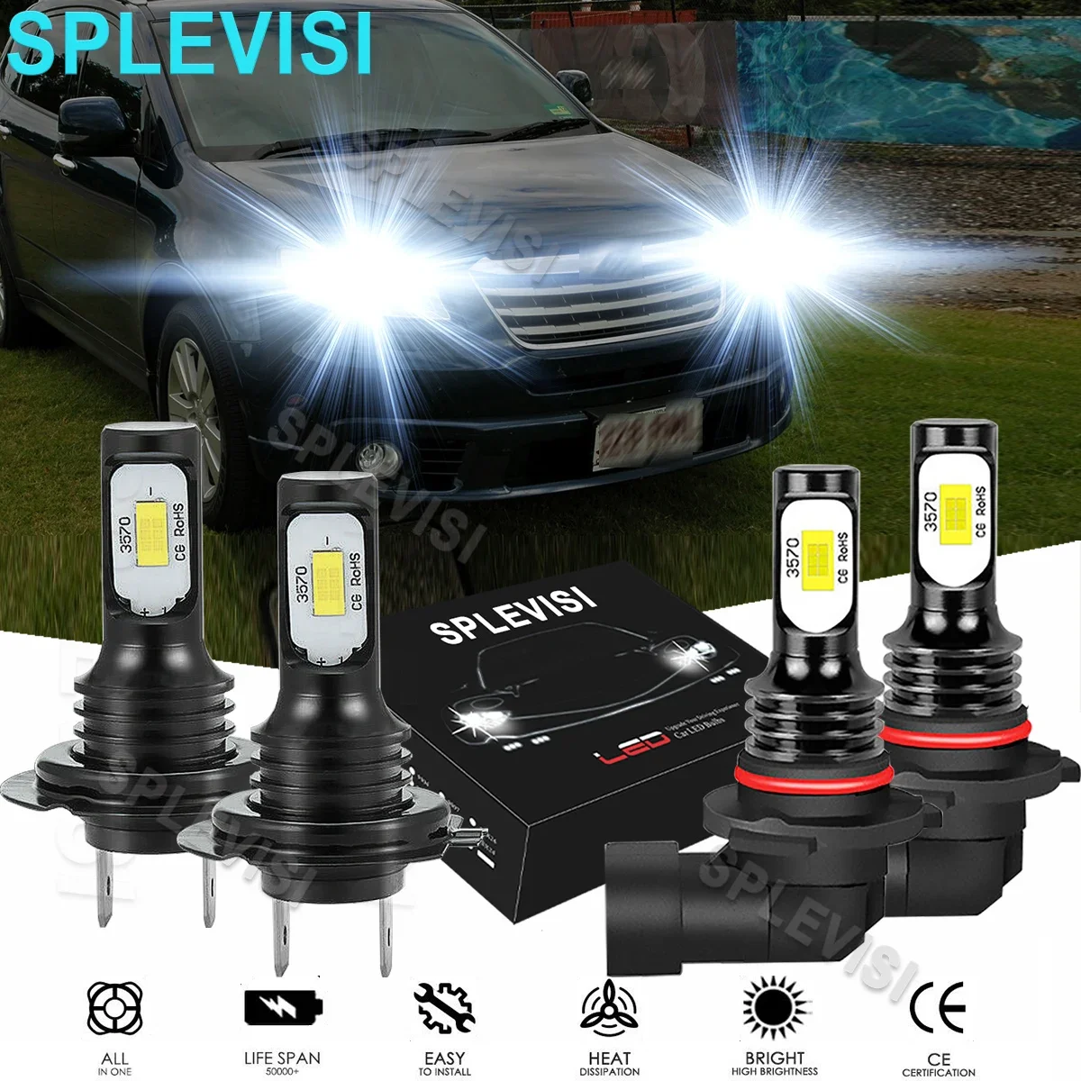 

LED 6000K White Headlight High Low Beam Bulbs For Subaru Tribeca 2008-2014 Impreza 2006 -2007 Legacy Outback 2010-2012