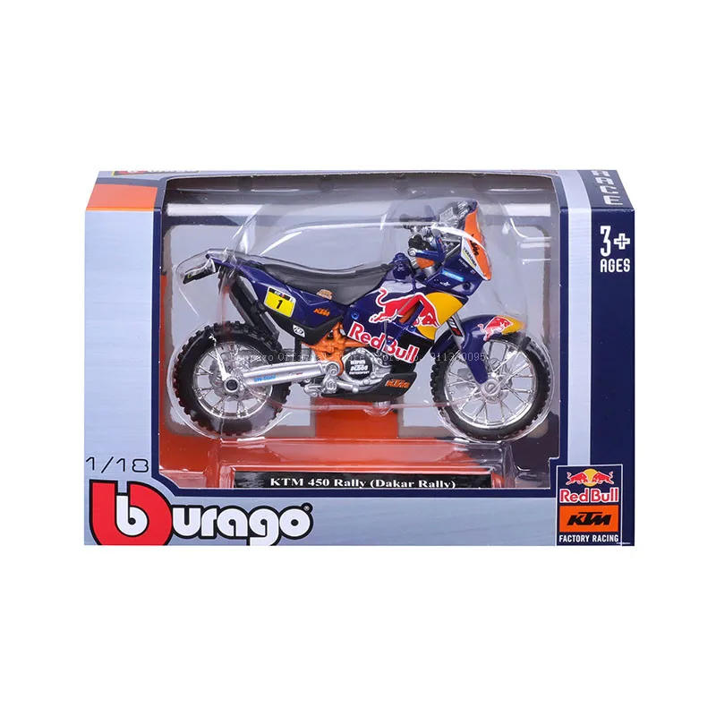 Bburago 1:18 KTM450 Rally Alloy Motorcycle Model Toy Car Gift Series Gifts Static Model