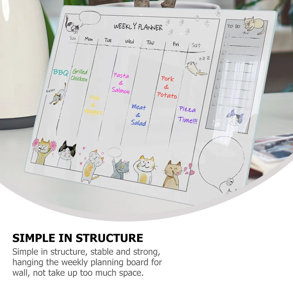 

1Set Acrylic Weekly Plan Board Transparent Dry Erase Memo Board Multifunctional Writing Surface for Office Home Kitchen