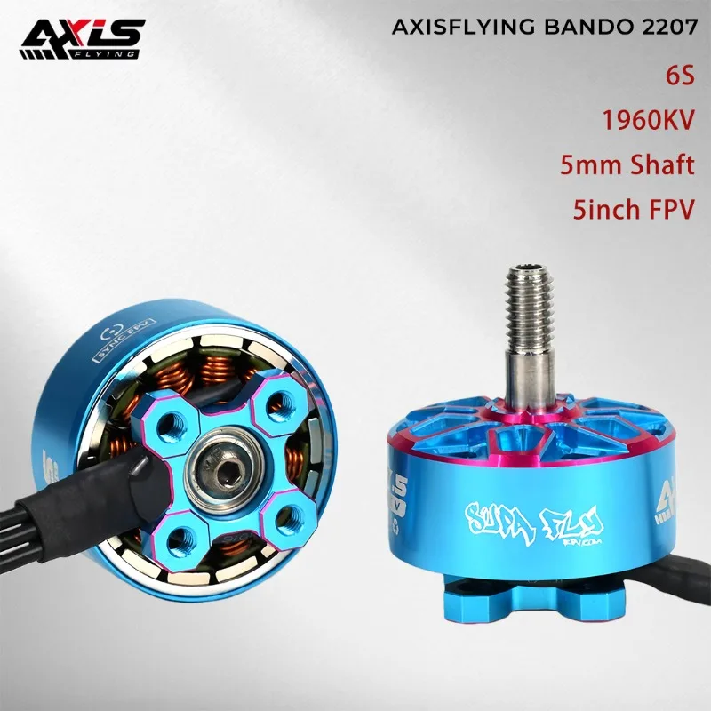 

AXISFLYING BANDO 2207 2207.5 1960KV FPV Brushless Motor 6S Lipo 5mm Output Shaft For 5inch Freestyle Cinema Drones Parts